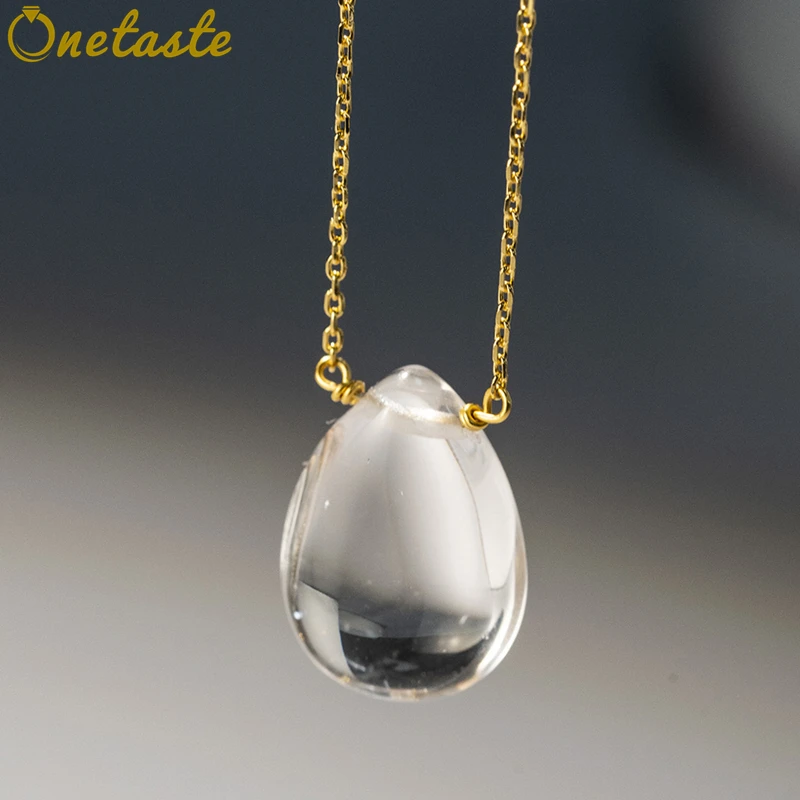 

925 Silver Solitaire White Crystal Teardrop Pendant Necklace For Women 18K Gold Minimalist Simple Trendy Chokers Necklaces Gift