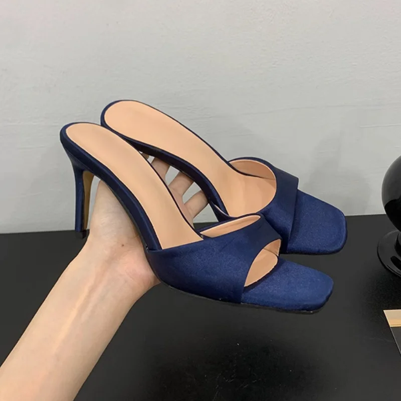 

2025 Summer Fashion Designer Sandals Mules Women High Heel Slippers Sexy Open Toe Stiletto Sandals Grace Large Size Women Shoes