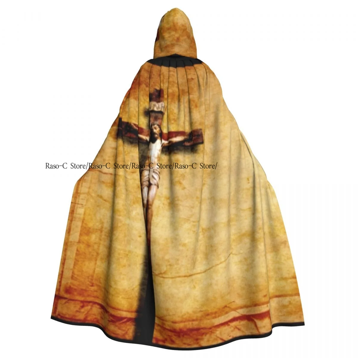 Unisex Adult Grunge Old Crucifix Cloak with Hood Long Witch Costume Cosplay