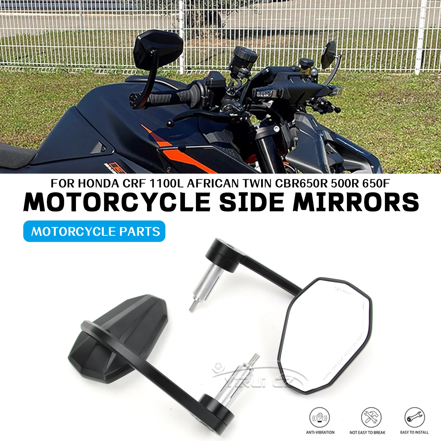 

Зеркало на руль мотоцикла, универсальное зеркало для мотоцикла, широкое видение для Honda CRF 1100L, African Twin CBR 650R 500R 650F