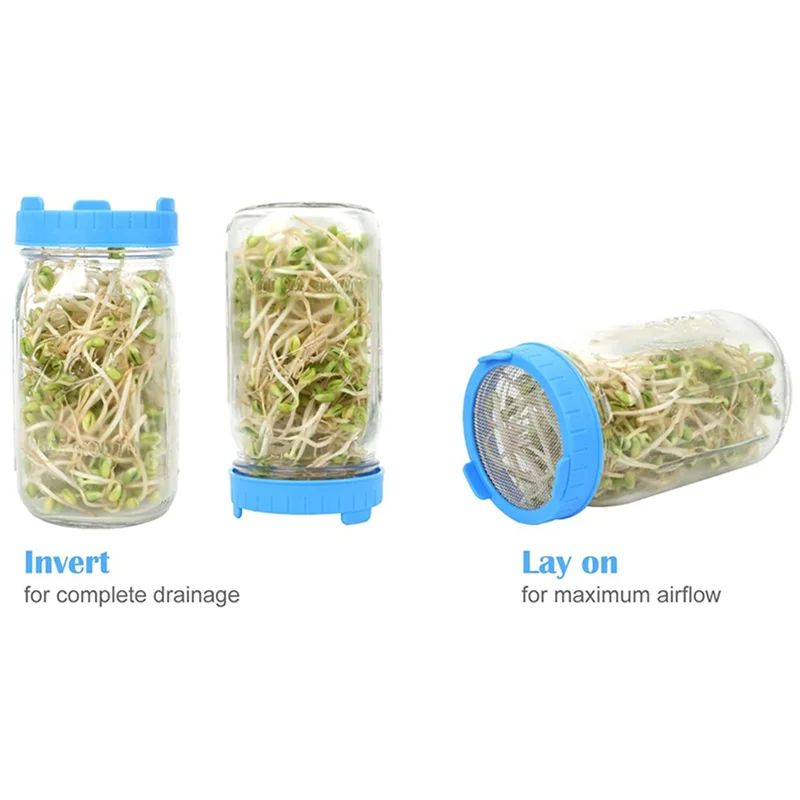 

16 Pack Sprouting Lids, Plastic Sprout Lids With Stainless Steel Screen For Wide Mouth Mason Jars, Sprouter Sprout Maker-B51B