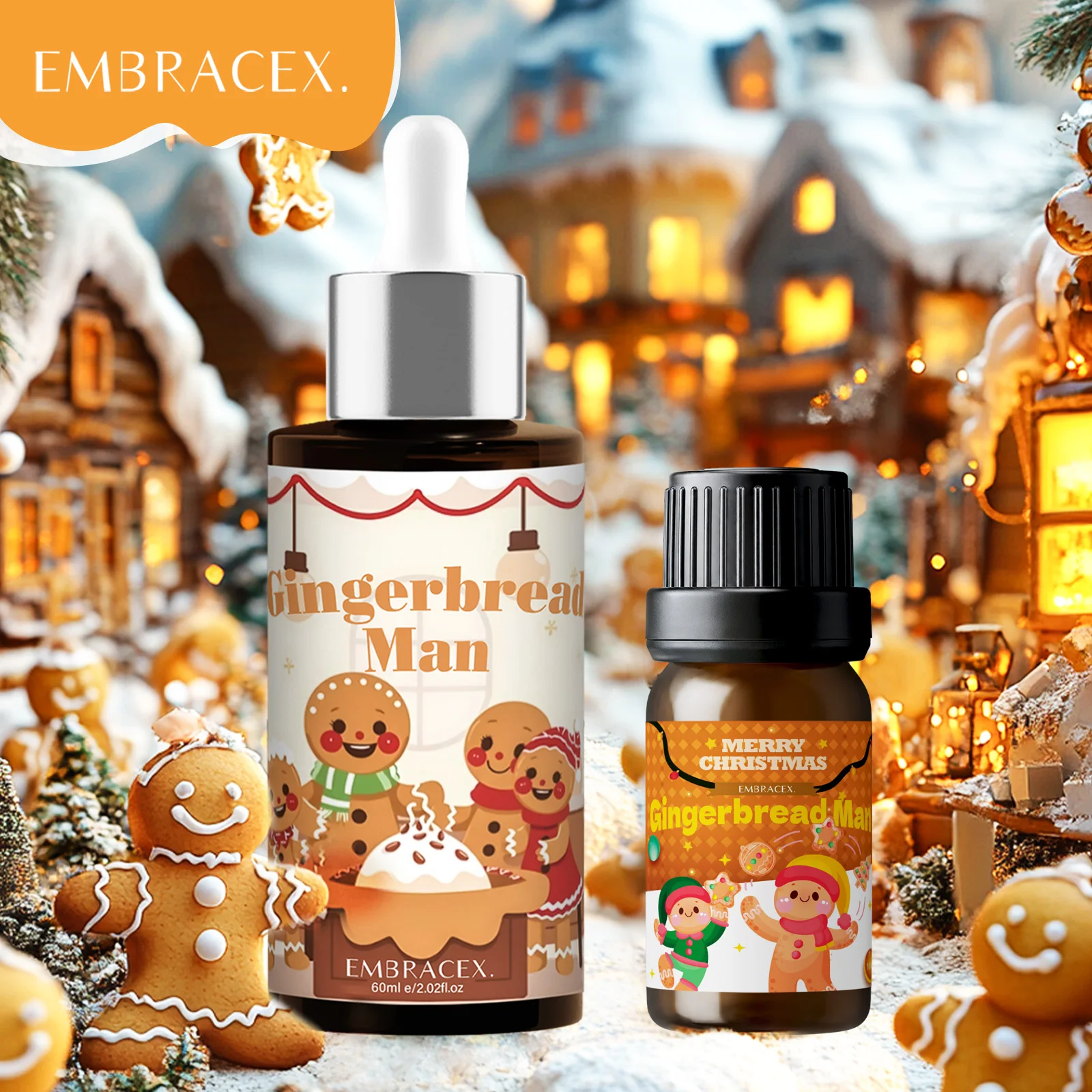 10ml 60ml Gingerbread Man Fragrance Oils Long Lasting Can Make Christmas Candle Car Airfresheners