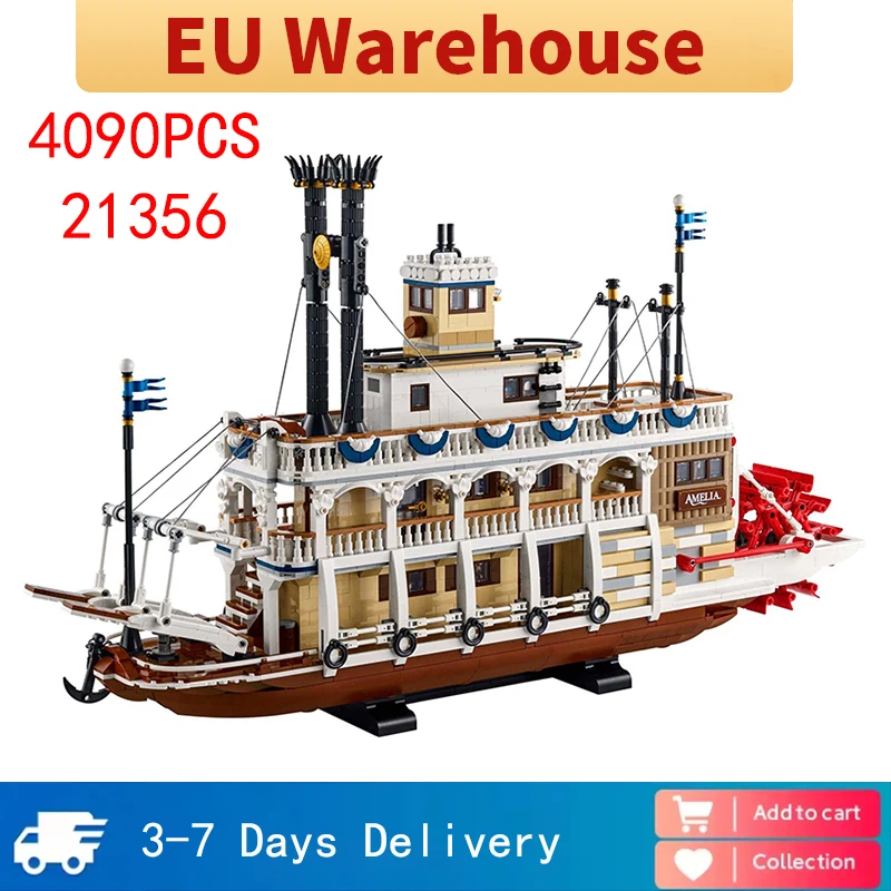 Blocs de Construction de bateau à vapeur, 4090 pièces, modèle de Construction de bateau de rivière, jouets en brique pour enfants et adultes, cadeaux de noël compatibles avec 21356