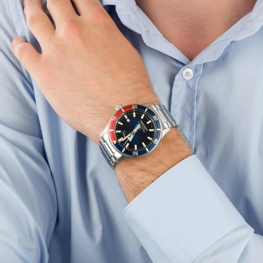 ساعة أورينت ساعة ميكانيكية أوتوماتيكية للرجال من سلسلة أورينتال ستار، ساعة غوص رياضية