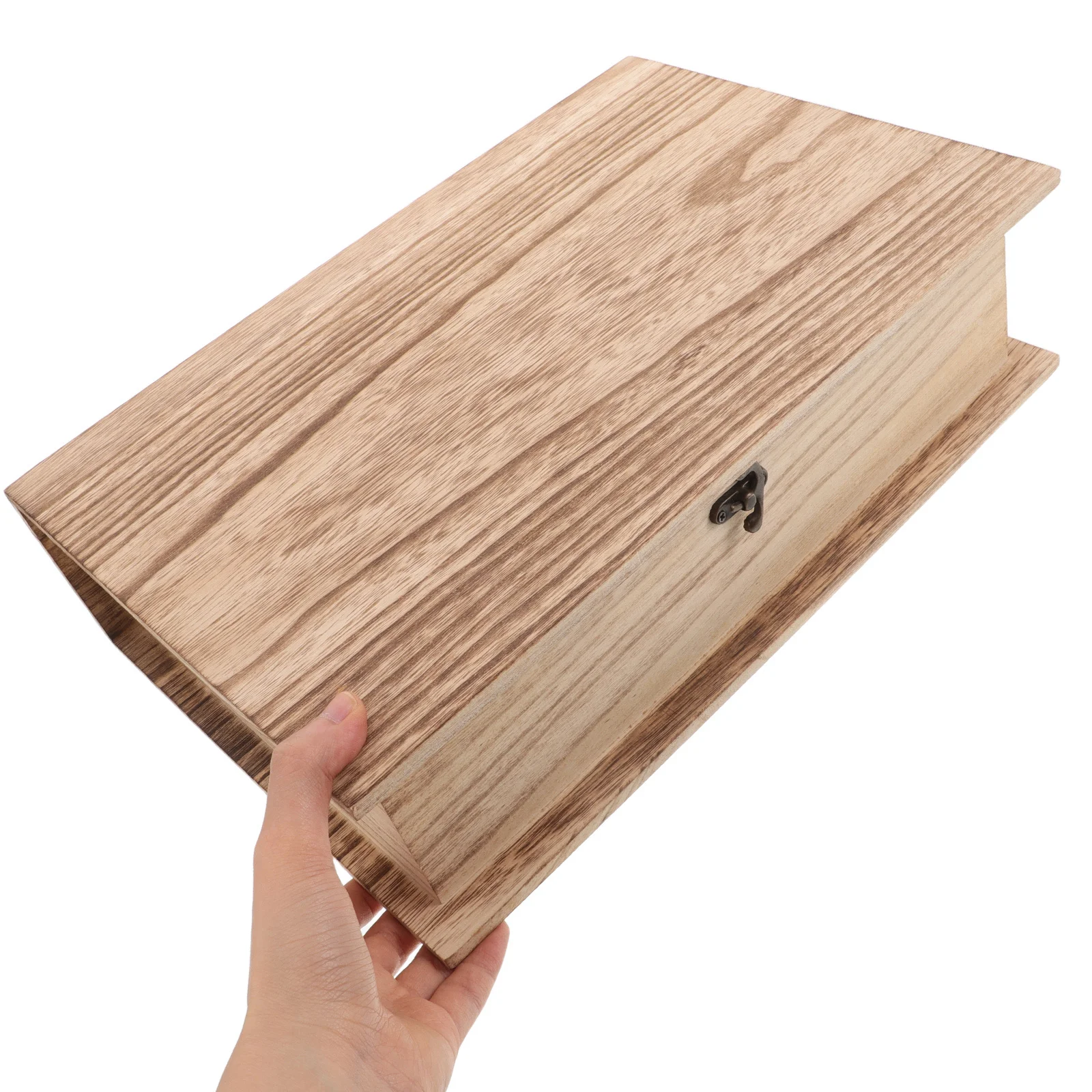 Caja de recuerdos de madera estilo Biblia, tapa abatible, organizador de baratijas de joyería, estuche de almacenamiento decorativo para tarjetas y tesoros pequeños, 2 uds.