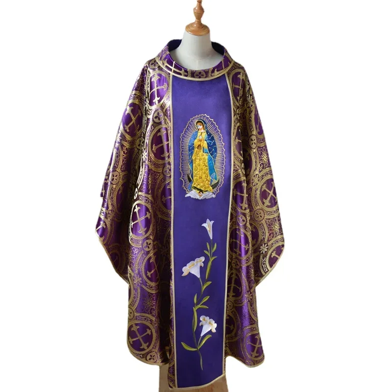 Chasuble Costume Gothic Roman Priest Vestments Clergy Robe Our Lady Of Guadalupe Virgin Mary Catholic Church Priest Garment