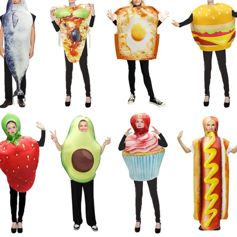 Hot Dog Pizza Food Costume Male Female Performance Costume Halloween Carnival Dress Up Outfits Party Christmas Dance Stage Show