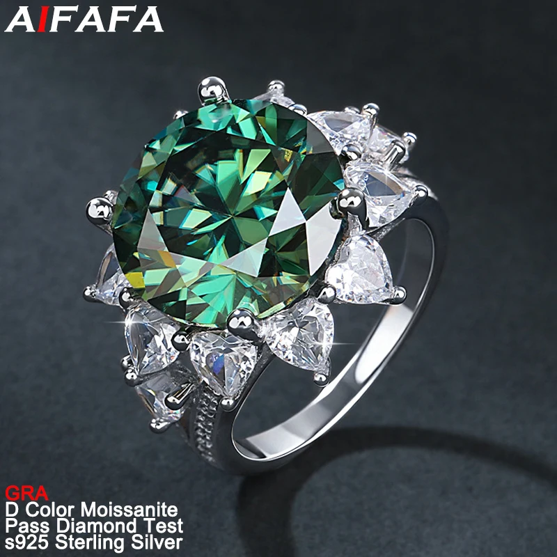 10 Carat Moissanite Diamond Rings for Women s925 Silver Sunflower Green White Blue Pink 6 Color Moissanite Ring Fine Jewellery