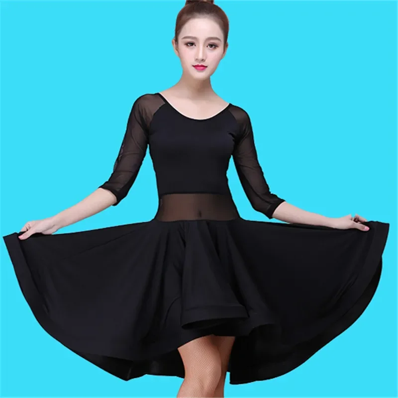 Adult Latin Dance dress Woman Practice dress  Performance Latin Dance skirt Salsa tango black Women Latin dance dresses