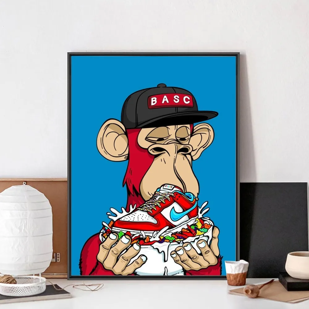 Bored Ape Graffiti Style Street Art No Framed Poster Kraft Club Bar Paper Vintage Poster Wall Painting Bedroom Study Stickers