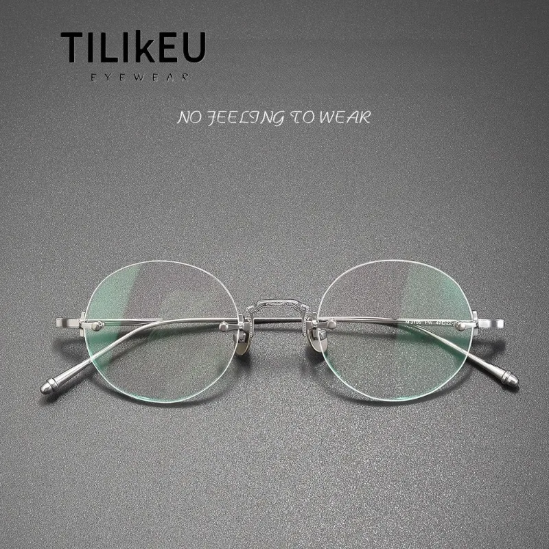 

New Pure Titanium Men Business Style Eyeglasses Retro Round Rimless Glasses Frame Men Women Optical Prescription Glasses 2025