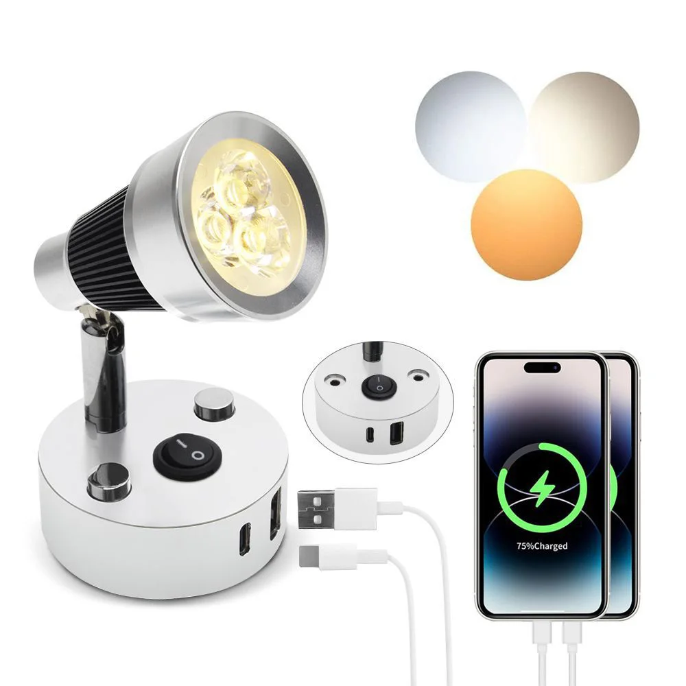 RV Lights Yacht Reading Low-voltage Spotlights 12V Voltage with USB Charging Port TYPE-C Fast Charging Modern Style