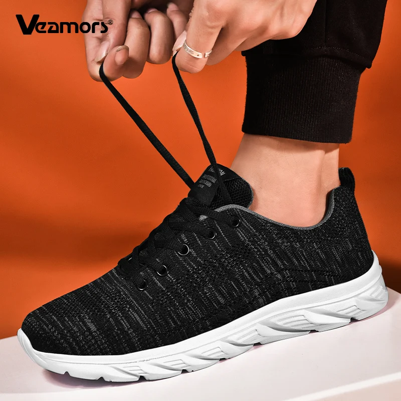 

Мужские легкие дышащие кроссовки с вязаной сеткой, повседневные кроссовки, мужская эластичная уличная прогулочная дорожная обувь, нескользящая