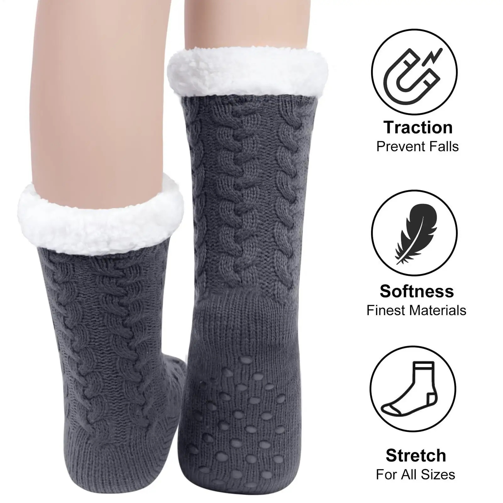 

USB Heating Socks Women's Indoor Non-slip Warm Socks For Office, Travel, Home Use In Winter, Ideal Indoor Foot Warmers Gift