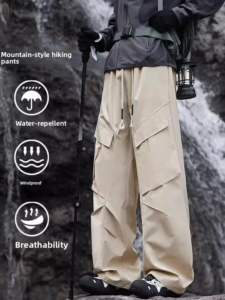 

Американские плиссированные рабочие брюки Big ket для мужчин, большие размеры, свободные повседневные уличные водонепроницаемые весенние модные прямые брюки...