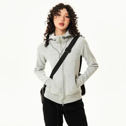 Women's Double Ended Zip Through Fitted Hoodie Hooded Sweatshirt