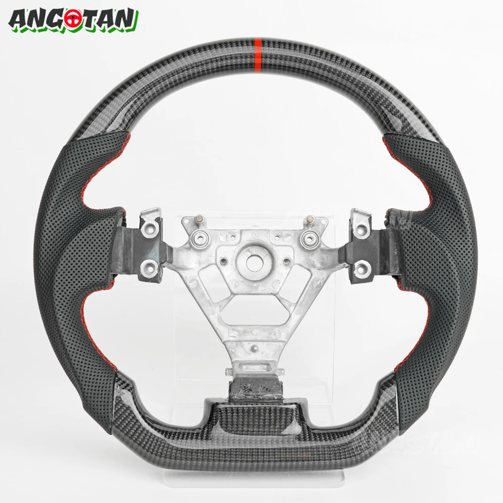 

350z Real Carbon Fiber Steering Wheel For Nissan 350Z 2003-2008 Flat Bottom Steering Wheel Nappa Perforated Leather