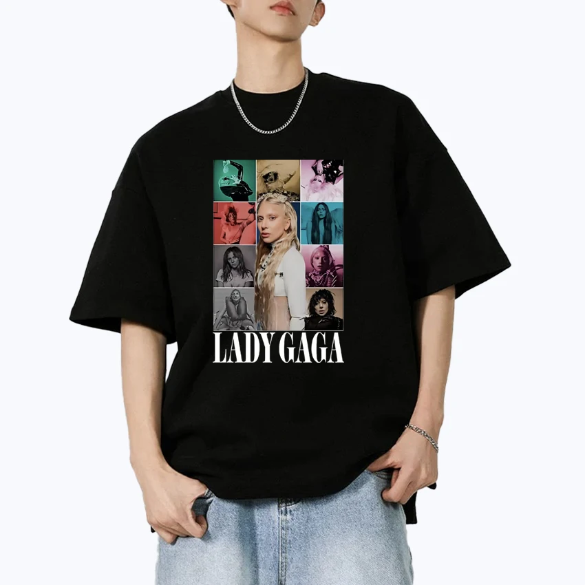 

Summer New Album Lady Gaga 100% Cotton Tee shirt Street Hip Hop Men Women Oversized short sleeve t-shirts Unisex vintage Tops