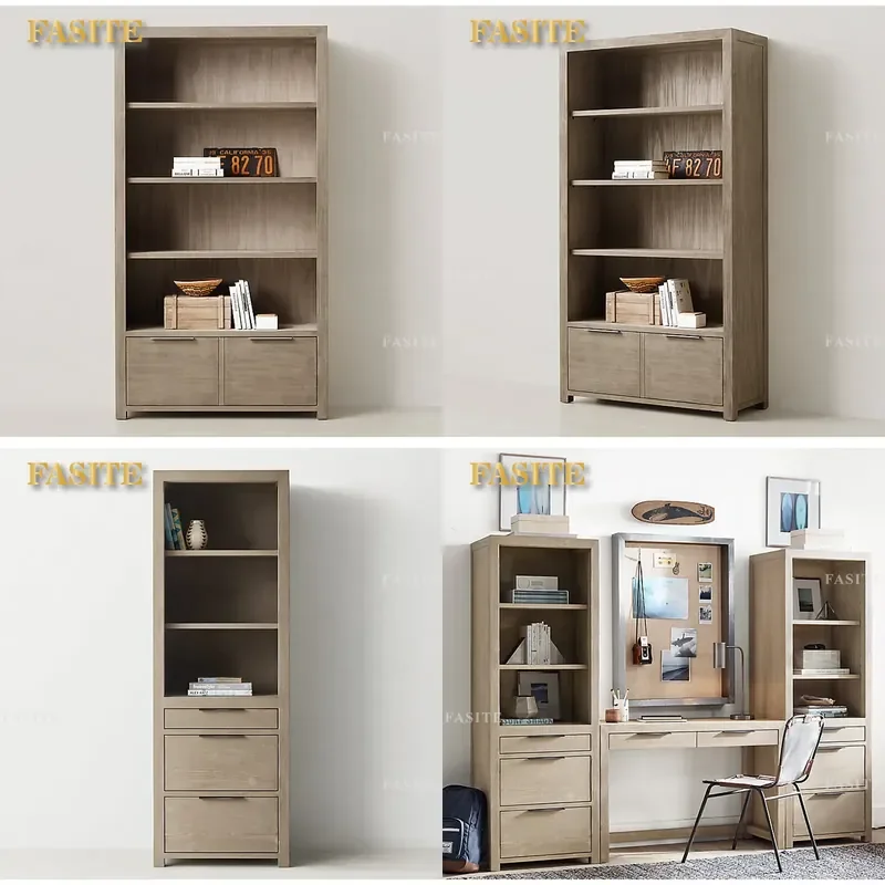 For Furniture French Rural Retro Solid Wood Oak Bookcase Modern Simple Living Room Home Childrens Bookshelf