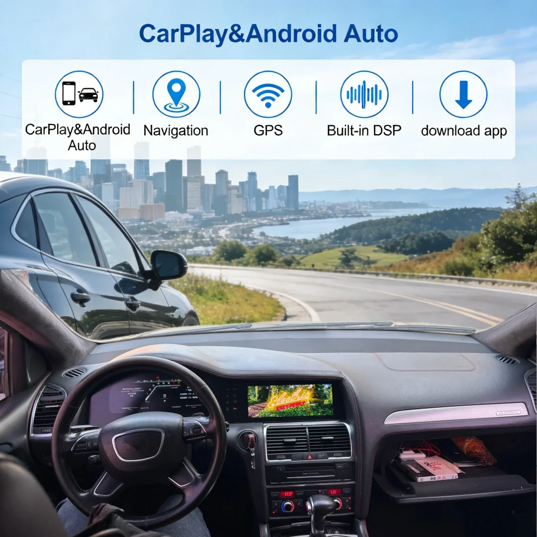 

12.3 Inch Dual HD LCD Screen Android For Audi Q7 2005 -2016 CarPlay Update 2025 Car Radio Head Unit Cockpit Speedometer Odometer