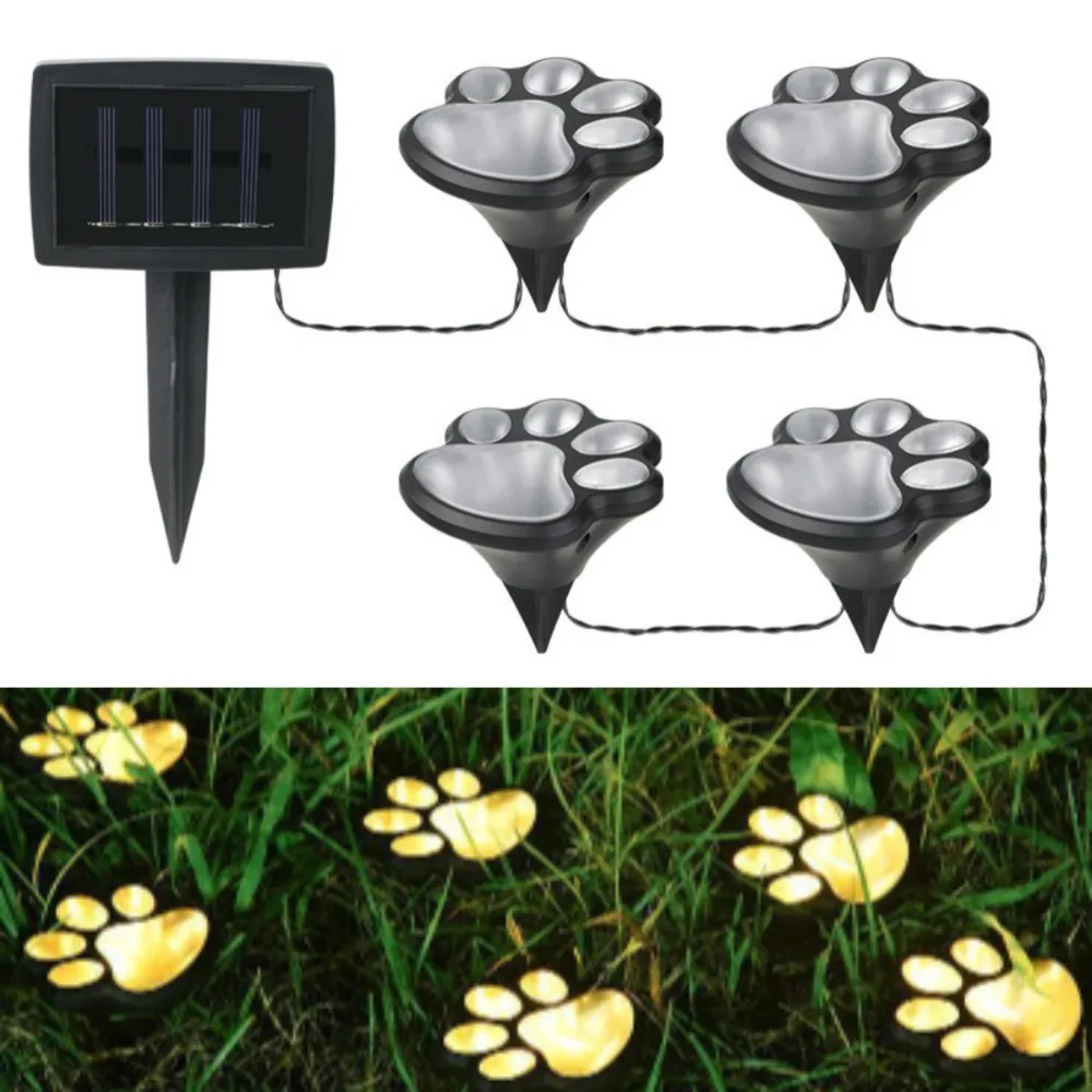 

4Pcs Cat Claw Shaped Solar Stone Lamp Energy Saving Waterproof Outdoor Dog Claw Lamp Solar Powered Animal Solar Lawn Lamp Patio