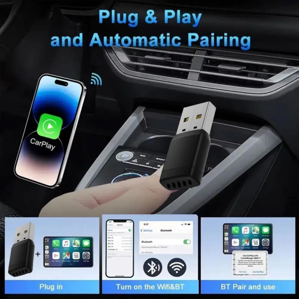 Drahtloser Adapter Smart Wireless CarPlay Android Auto AI Box Plug & Play WiFi Bluetooth-Verbindung OTA-Upgrade Autozubehör – Detail 4