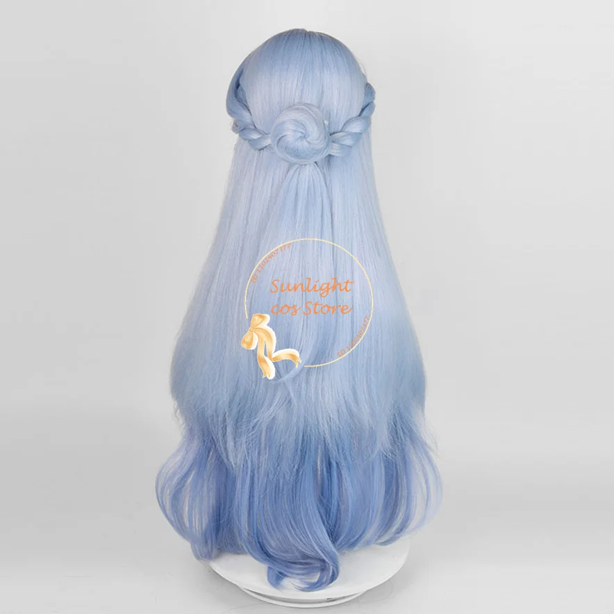 Robin Cosplay Wig 96cm Long Cruly Light Blue Mixed Gradient Wigs Heat Resistant Synthetic Hair Halloween Anime Wig + Wig Cap