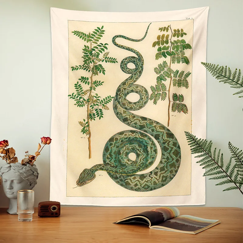 Floral Snake Tapestry Wall Hanging Psychedelic Botanical Celestial SnakeTapestry Hippie Wall Carpets Dorm Decor Wall Art Decor