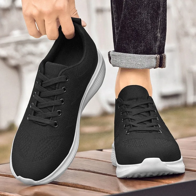 Flying Weaving Breathable Increase 8/10cm Invisible Height Increasing Casual Sneakers Men All Match Non-Slip Soft Walking Shoes