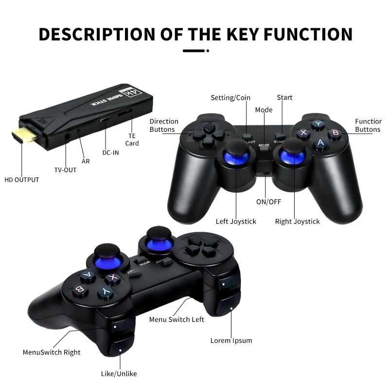 Powkiddy y3 Videospiel konsole 4k hd 2,4g drahtloses Spiel TV-Stick 3d Retro-Gaming ps1 unterstützen Multiplayer-Online-Spiele Kinder Geschenk