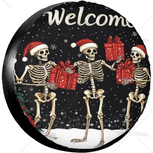 Christmas Skeleton Spare Tire Cover Universal Fit for Camper Rv Suvs Trucks Trailers Outdoor,Winter Cute Wheel Protector Holiday