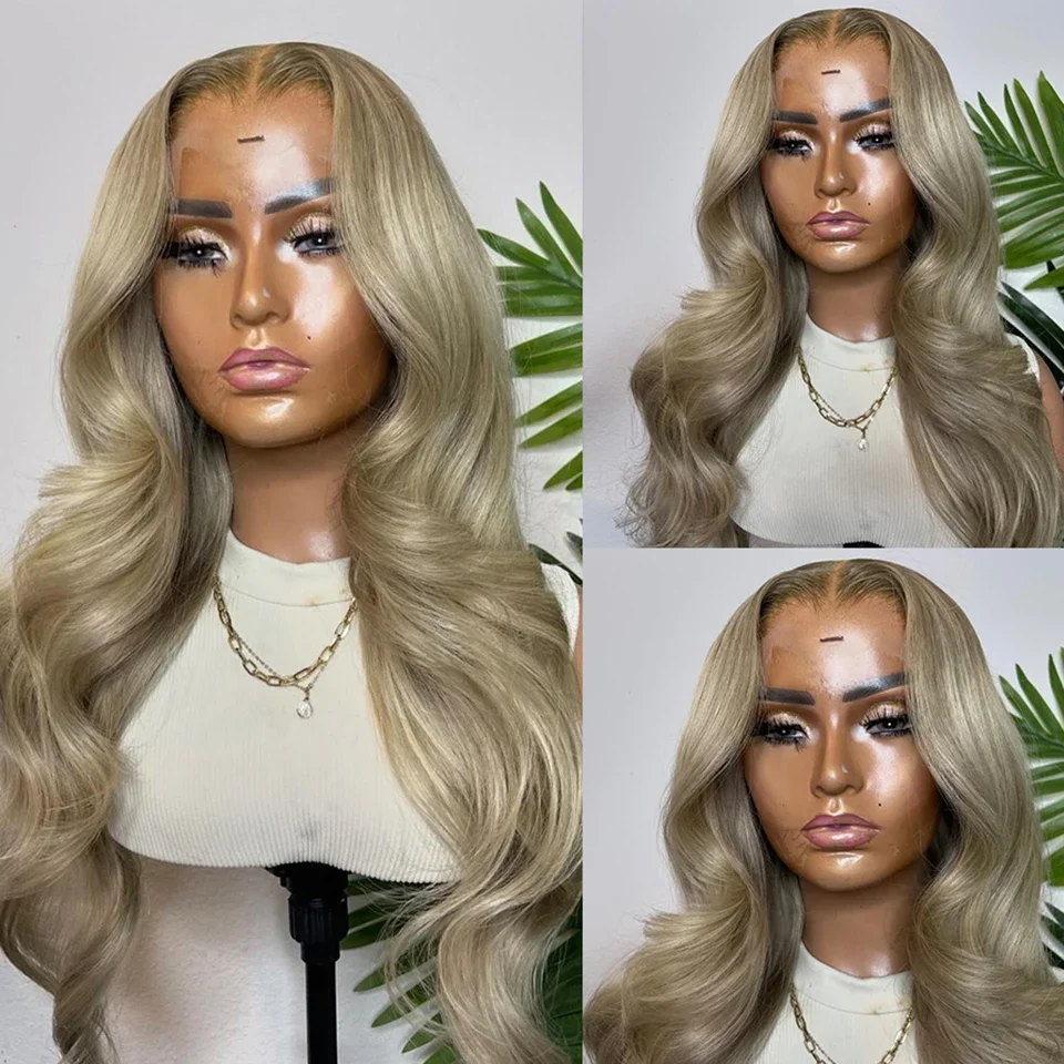 Pelucas delanteras de encaje transparente de colores resaltados en oro gris 13x4 adecuadas para niñas pelucas de cabello humano Cosplay 100% calidad del cabello humano