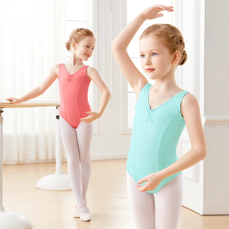 Leotardos de Ballet para niñas, leotardos sin mangas para danza gimnástica con forro completo, mono de Ballet clásico de nailon para niños, trajes de Ballet para niños