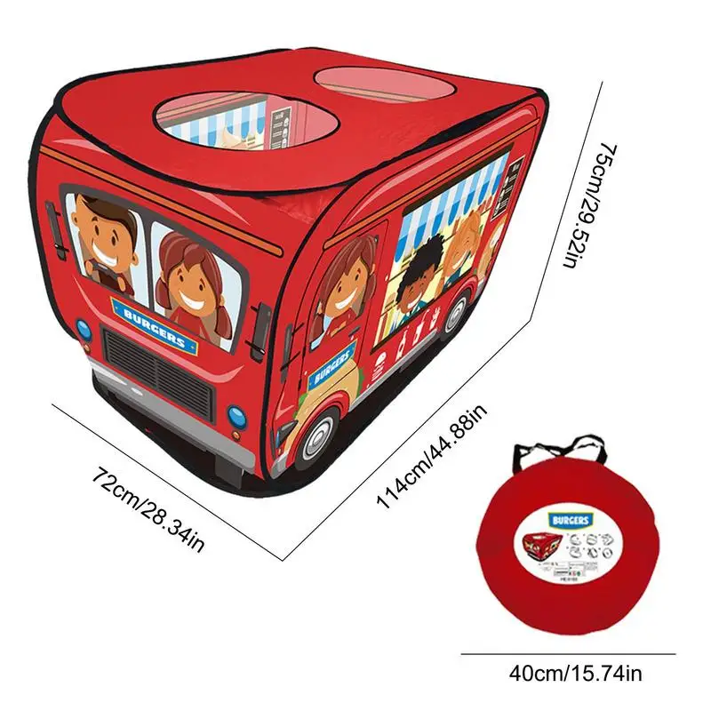 Tienda de campaña para niños, divertida, plegable, creativa, dibujos animados, parque infantil, juego de acampada, juego de autobús escolar para diversión, aprendizaje, escuela en casa
