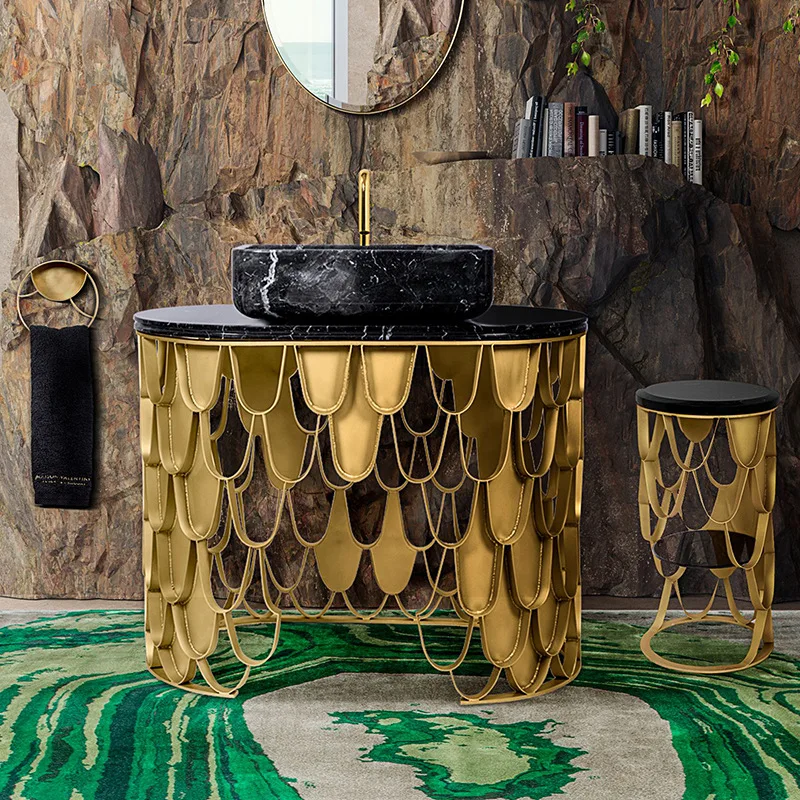 Creative Stainless Steel Fish Scale Sink, Floor - type Drainage, for Modern High - end Villa Bathrooms