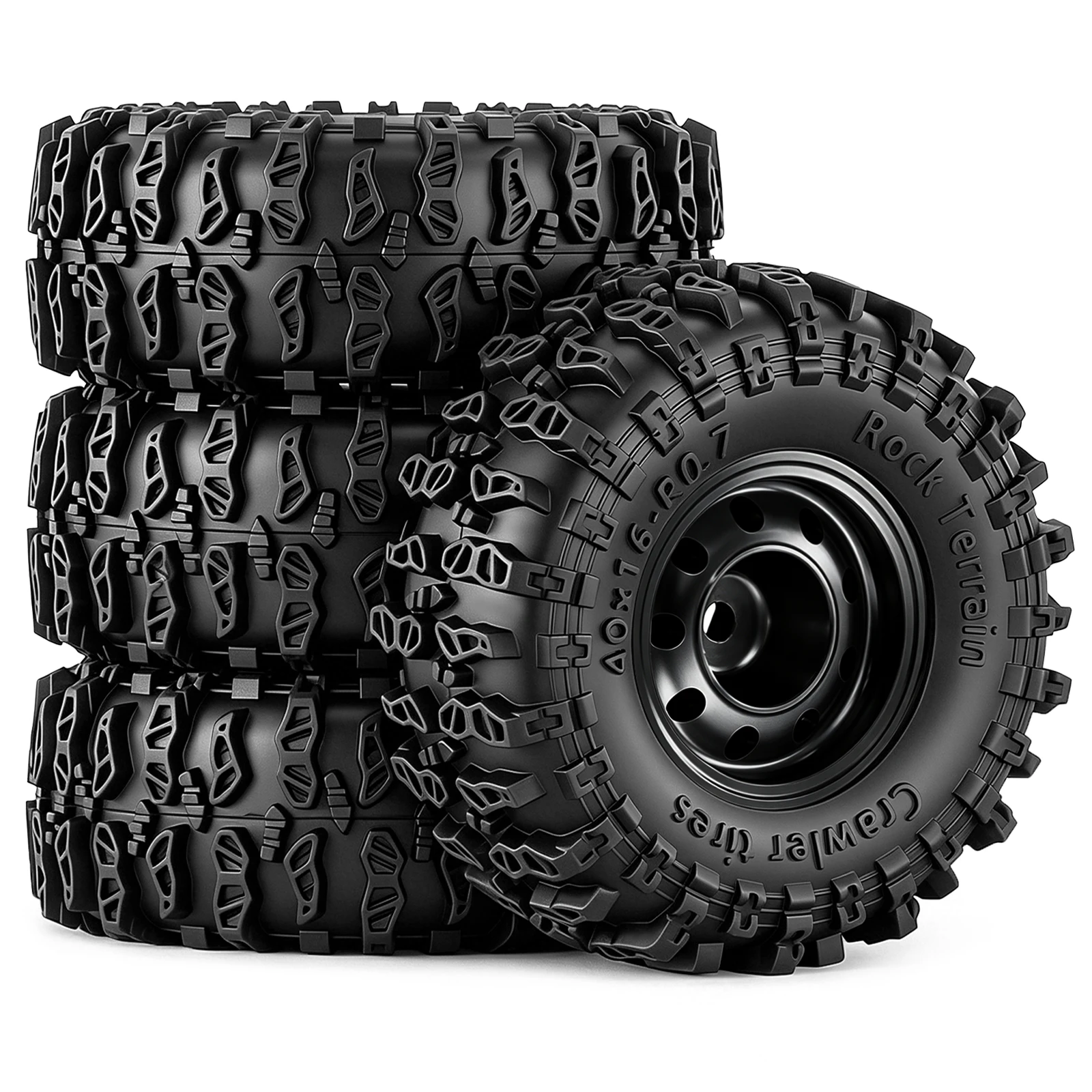 4Pcs 0.7 Inch Aluminum Wheel Rim Rubber Tire Set Upgrade Parts for 1/30 Axial SCX30 1/32 Redcat Ascent-30 Mini RC Crawler Car