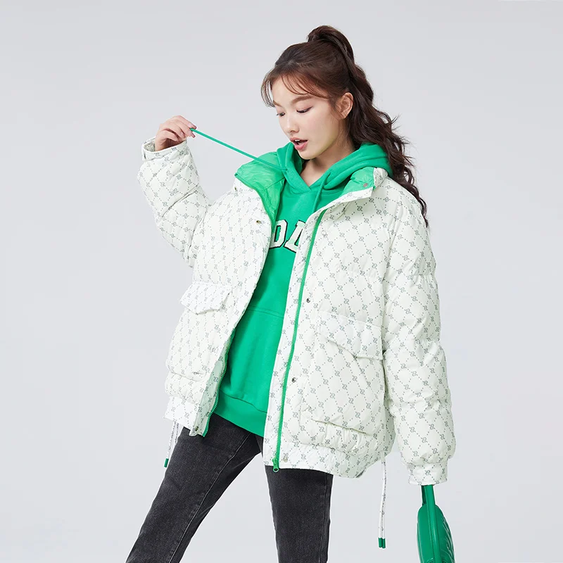 Semir Down Jacket Women with Presbyopia All Over Print Oversize Stand Collar Fashionable Winter Raglan Sleeves Warm Trendy Cool