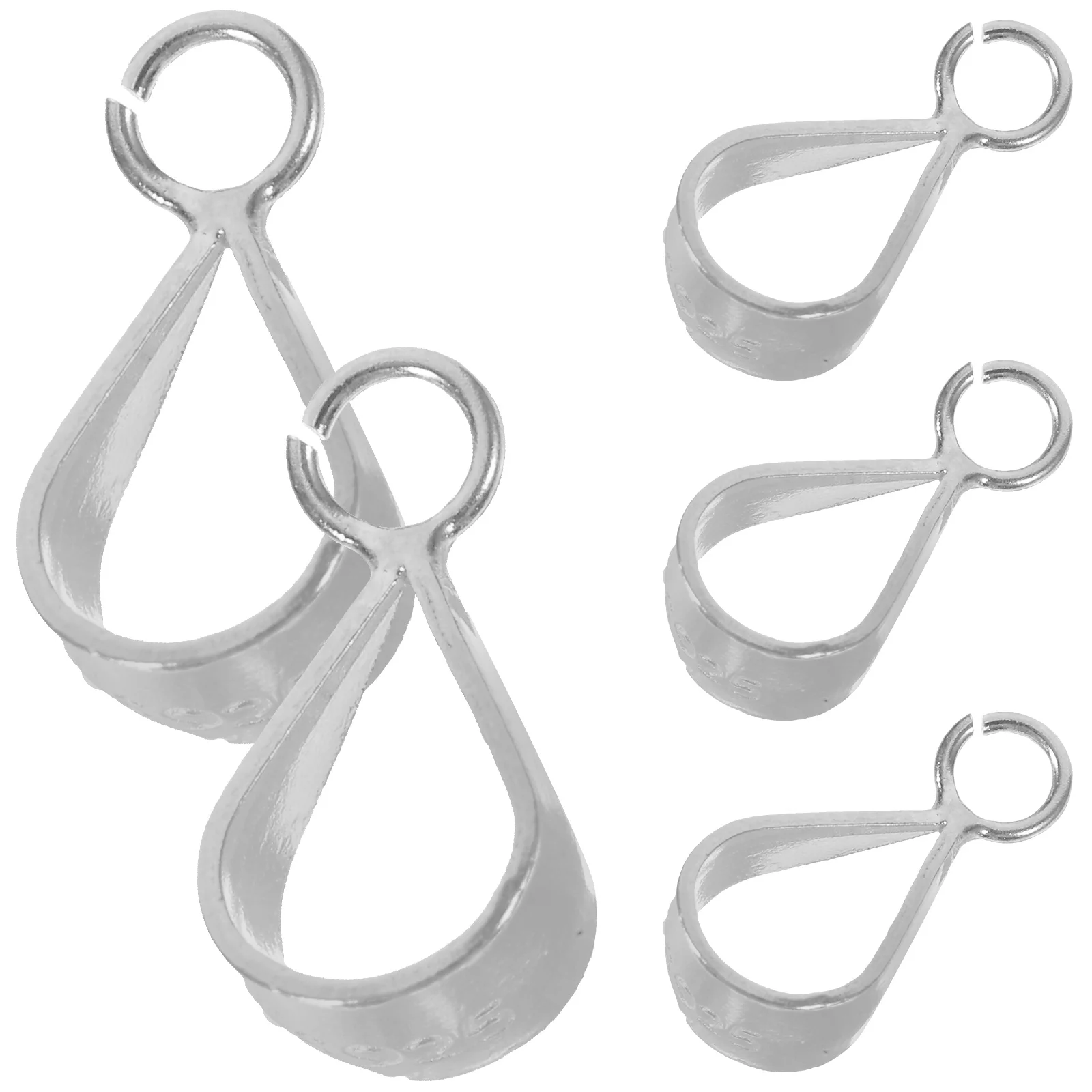 

5 Pcs Sterling Silver Necklace Small Pendant Pinch Bail Clip Charm Connectors Closure Closures Attachment for