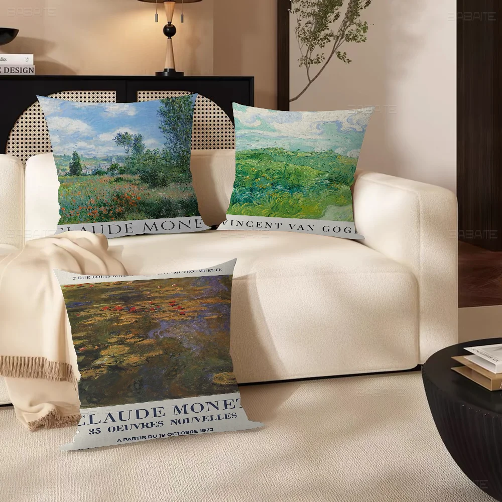 Impressionism Artist Claude Monet Pillow Cover Sofa Cushion Cover Home Room Decoration Children Gift