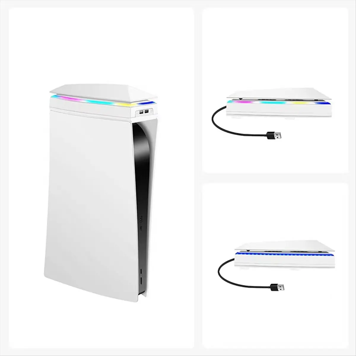 B21B For Console Upper Cooling Fan Base Game Cooler Stand Bracket with RGB Dustproof Atmosphere Colorful Lighting LED(B)