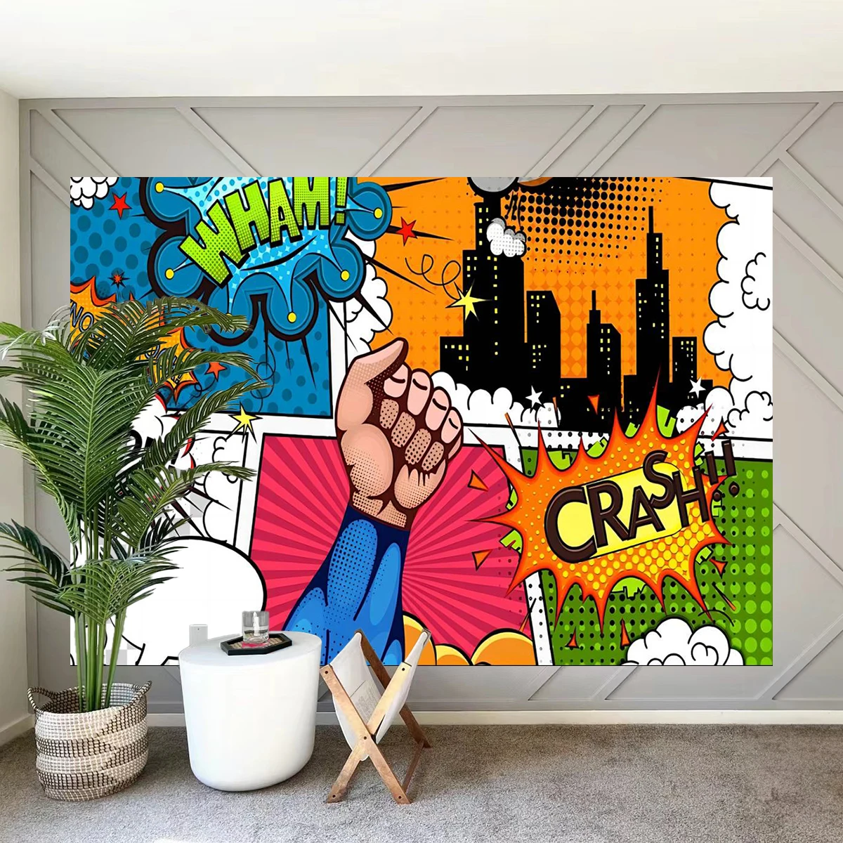 Hero City Comic Theme Backdrop Kids Children Birthday Background Family Party Room Banner Baby Shower Festival Decorations