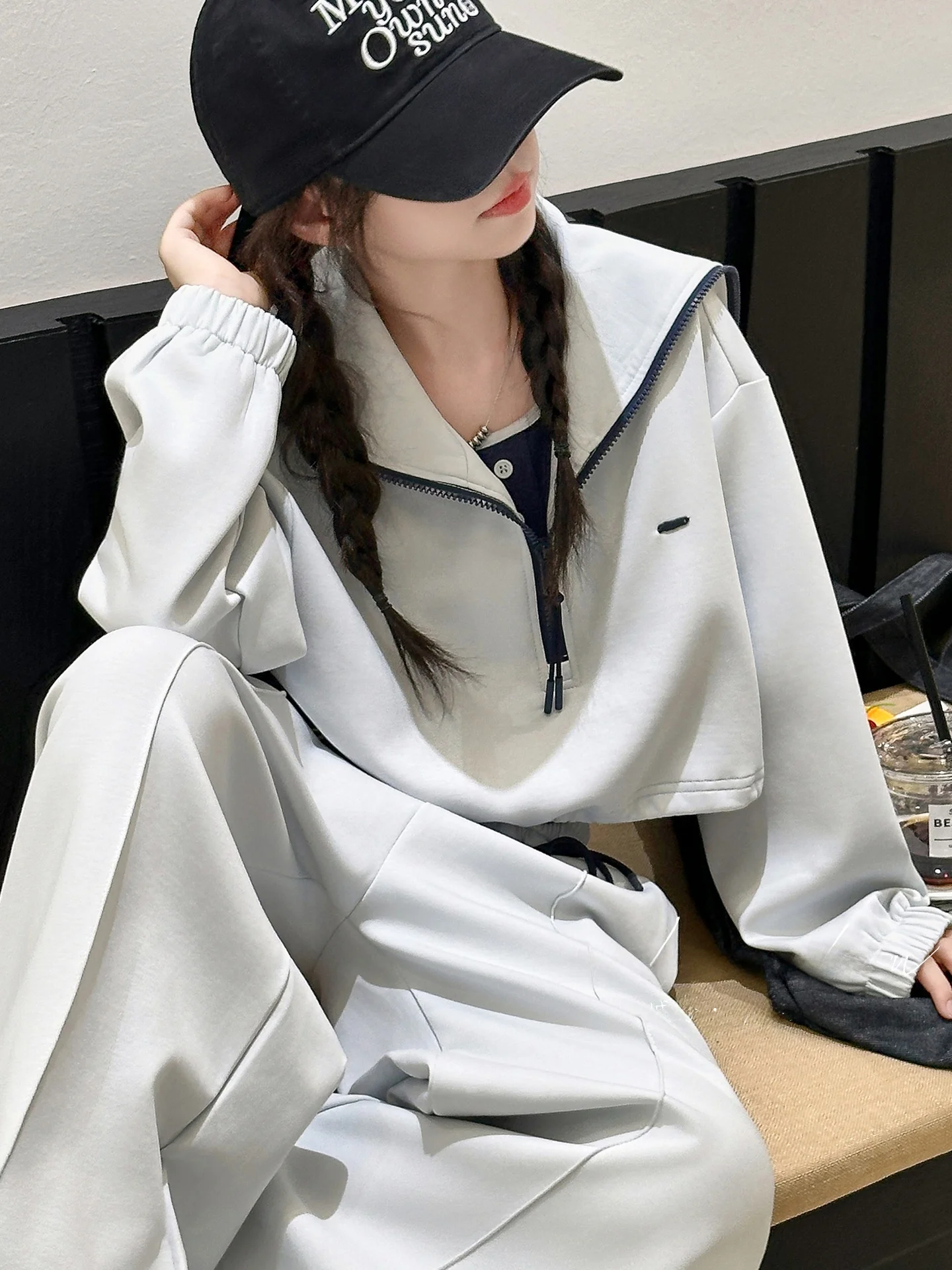 Children's Faion Casual Hoodie Vest f Zipper Sweatirt Set Tee Pieces Cotton Long Sve round Ne Spring Autumn