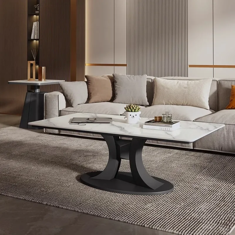 Italian minimalist rock slab rectangular coffee table, high-end living room home tea table