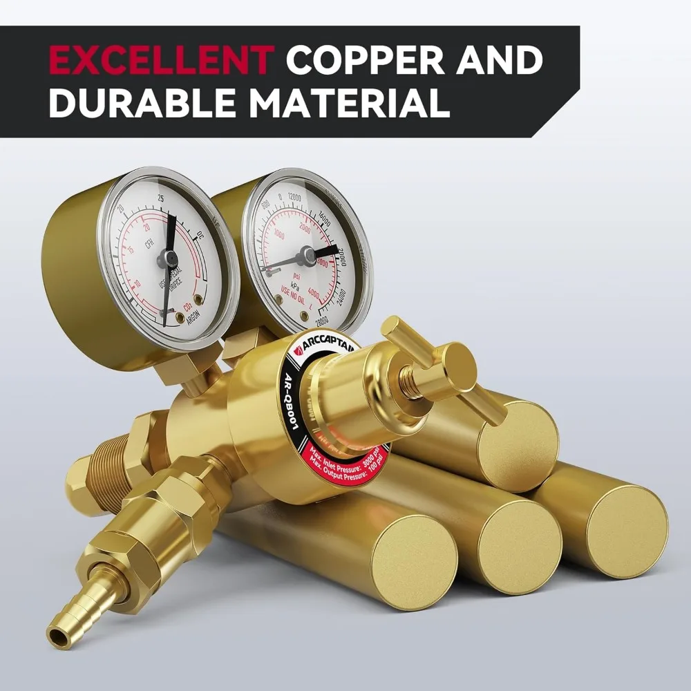 Argon CO2 Regulator with 8.2FT Hose for MIG TIG Welding, 0-4000 PSI CGA580 Inlet