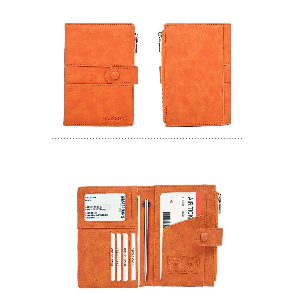 กระเป๋าใส่พาสปอร์ตแบบพกพา ป้องกันการโจรกรรม RFID ทำจากหนัง PU พร้อมช่องใส่บัตรและคลิปหนีบพาสปอร์ต สำหรับผู้ชาย