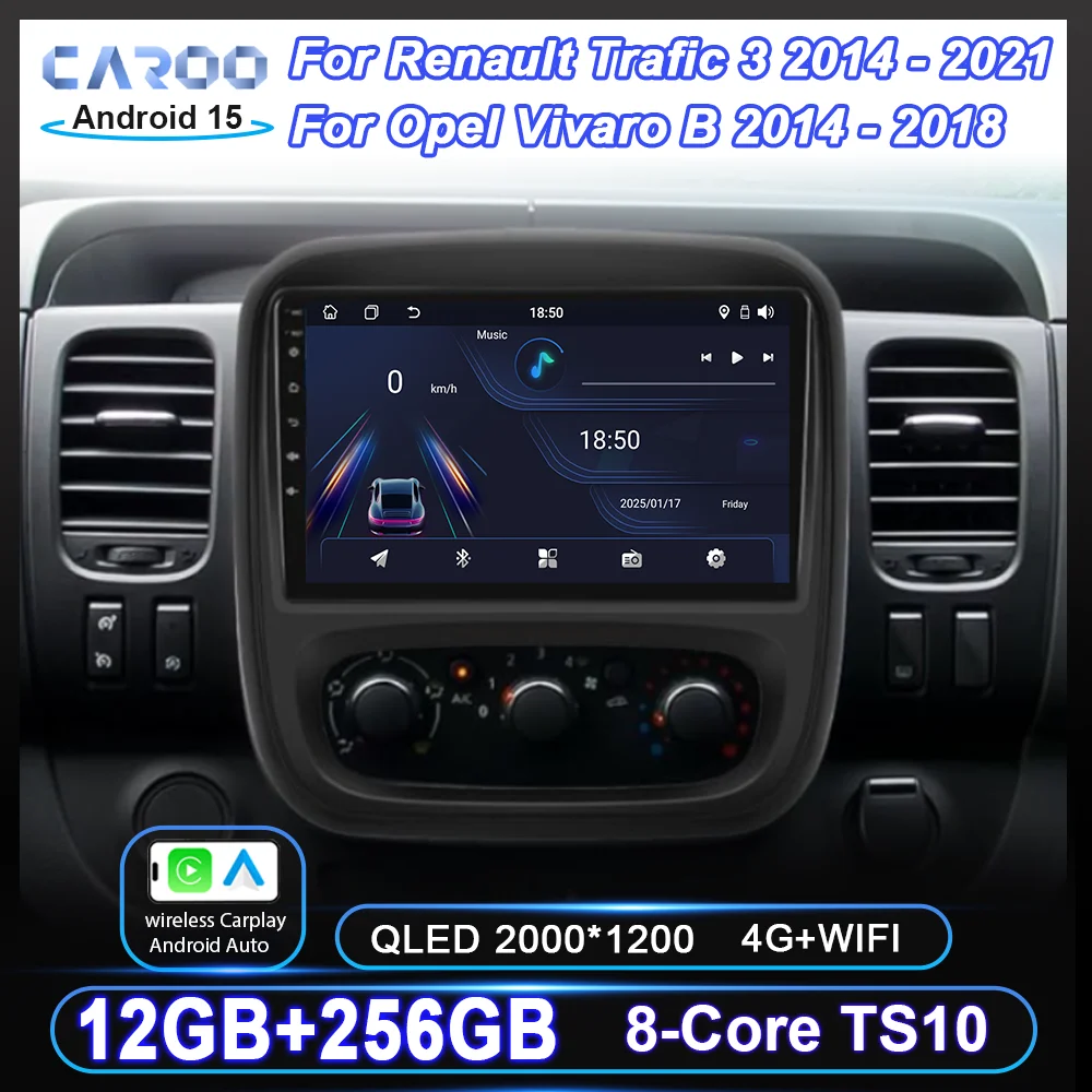 

Android 15 For Renault Trafic 3 2014 -2021 For Opel Vivaro B 2014 -2018 Auto Player Multimedia GPS Navigation Carplay NO 2Din 4G