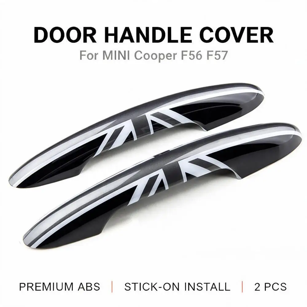 For MINI Cooper F56 F57 2014-2023 PC Checkered Door Handle Cover Sticker 2pcs Set Stick-on Keyless Non-Keyless