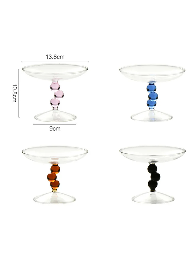 Ins Popular Creative Tablewares Set Nordic Glass Fruit Plate Goblet Cake Tray Dessert Plate Snack Dish Kids Gift Drop Shipping