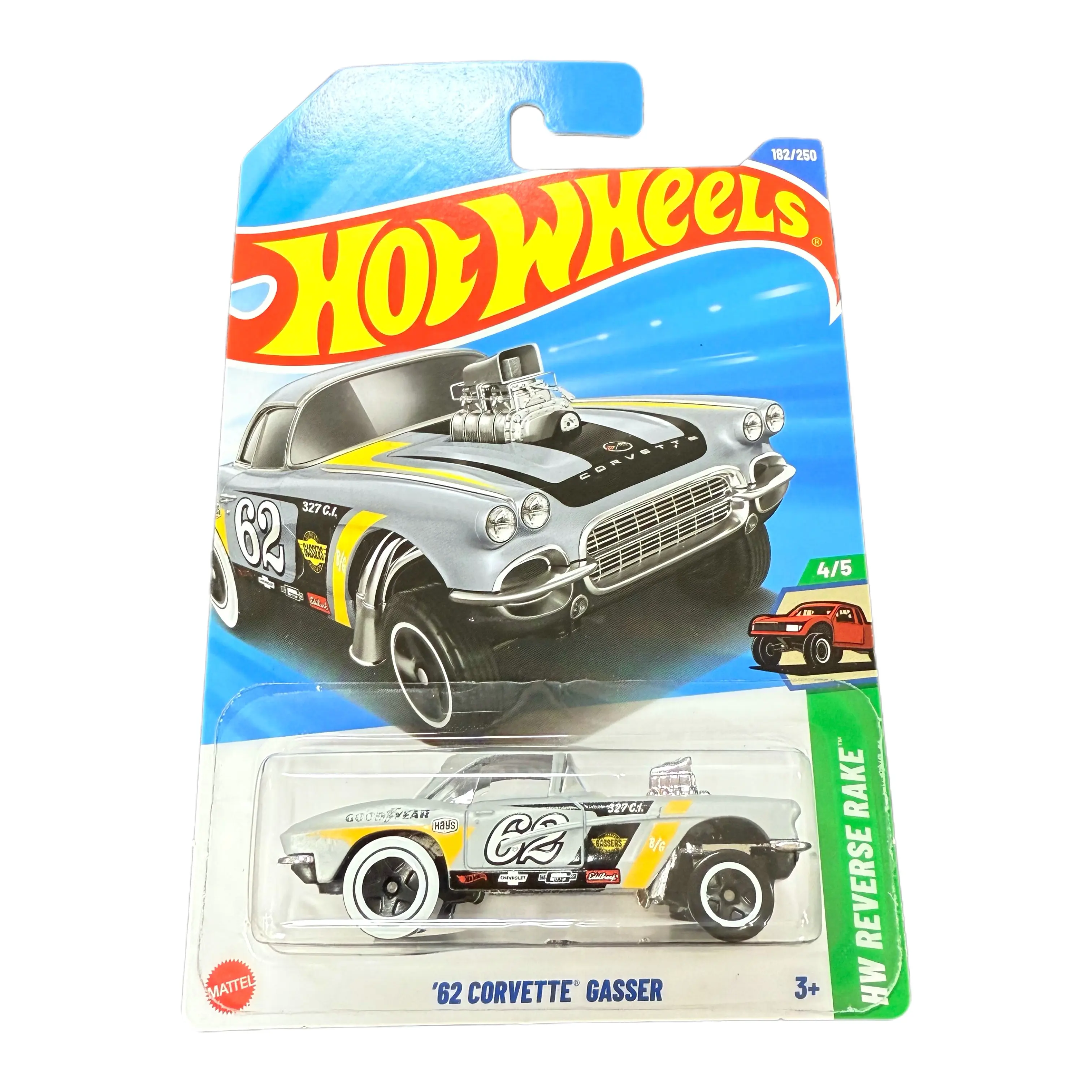 

2025-182 Hot Wheels Cars 62 Corvette Gasser 1/64, литая под давлением металлическая модель, коллекция игрушечных транспортных средств