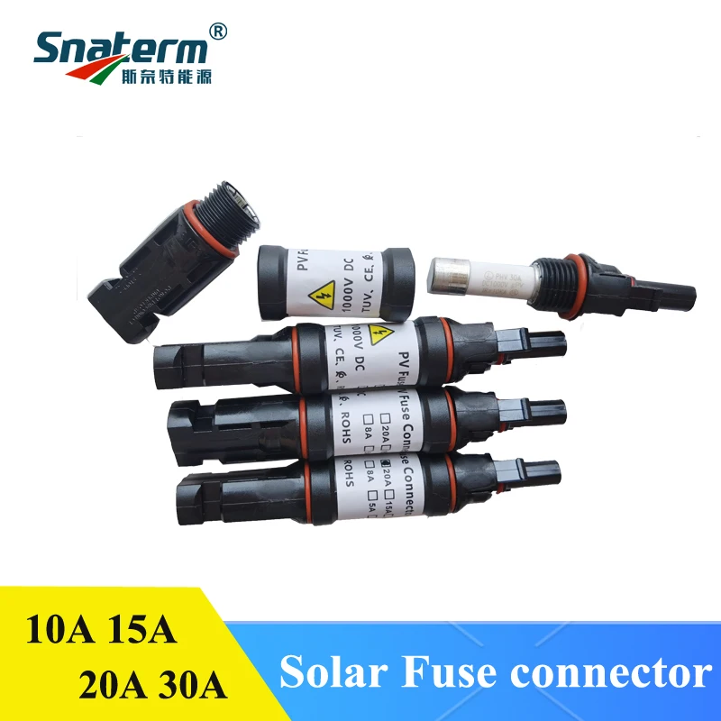 Waterproof 1000VDC 10A 15A 20A 30A Solar PV fuse connector terminal fusible holder with Inline Fuse for Solar Panel Systems